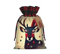 Bolsas de regalo de Navidad con cordón de ciervo, bolsas de arpillera de retazos, reutilizables.