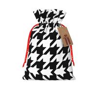 Bolsas de regalo de Navidad con cordón de estampado negro de pata de gallo, bolsas reutilizables para decoración de Navidad