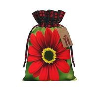 Bolsas de regalo de Navidad con cordón de flores rojas, bolsas de arpillera de retazos, reutilizables.