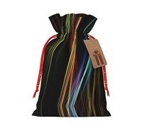 Bolsas de regalo de Navidad con cordón de impresión artística de líneas coloridas, bolsas de arpillera de lino para fiestas de Navidad, regalos de dulces