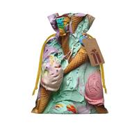 Bolsas de regalo de Navidad con cordón de impresión de helado de colores con tarjetas para decoraciones de fiesta de Navidad