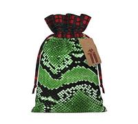 Bolsas de regalo de Navidad con cordón de piel de serpiente verde, bolsas de regalo reutilizables para todas las ocasiones