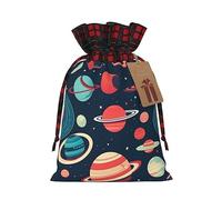 Bolsas de regalo de Navidad con cordón de planetas del espacio exterior, bolsas de arpillera de retazos, reutilizables.