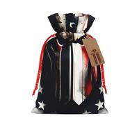 Bolsas de regalo de Navidad con cordón de tela versátil con bandera de Estados Unidos, perfectas para vacaciones y ocasiones especiales