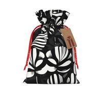Bolsas de regalo de Navidad con cordón de tela versátil con diseño de flores blancas y negras, perfectas para vacaciones y ocasiones especiales