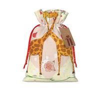 Bolsas de regalo de Navidad con cordón de tela versátil con diseño de jirafa, corazón, flor, mariposa, perfectas para vacaciones y ocasiones especiales