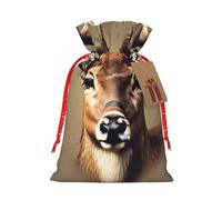 Bolsas de regalo de Navidad con cordón de tela versátil con estampado de cabeza de ciervo, perfectas para vacaciones y ocasiones especiales