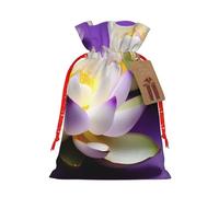 Bolsas de regalo de Navidad con cordón de tela versátil con estampado de flor de loto, perfectas para vacaciones y ocasiones especiales