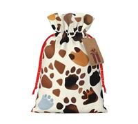 Bolsas de regalo de Navidad con cordón de tela versátil con estampado de huellas de animales, perfectas para vacaciones y ocasiones especiales