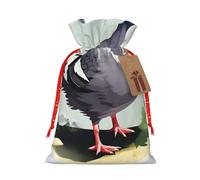 Bolsas de regalo de Navidad con cordón de tela versátil con estampado de paloma gris, perfectas para vacaciones y ocasiones especiales