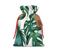 Bolsas de regalo de Navidad con cordón de tela versátil con hojas de plátano verde, perfectas para vacaciones y ocasiones especiales