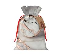 Bolsas de regalo de Navidad con cordón de tela versátil con patrón de mármol blanco y oro rosa, perfectas para vacaciones y ocasiones especiales