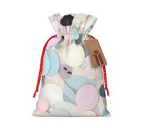 Bolsas de regalo de Navidad con cordón de tela versátil de mármol de terrazo pastel, perfectas para vacaciones y ocasiones especiales