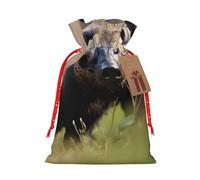 Bolsas de regalo de Navidad con cordón de tela versátil de tejón de miel en blanco y negro, perfectas para vacaciones y ocasiones especiales
