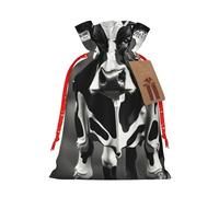 Bolsas de regalo de Navidad con cordón de tela versátil de vaca blanca y negra, perfectas para vacaciones y ocasiones especiales