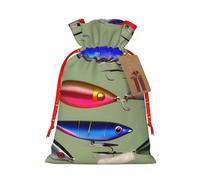 Bolsas de regalo de Navidad con cordón de tela versátil estilo señuelo de pesca, perfectas para vacaciones y ocasiones especiales