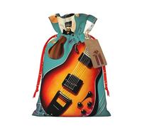 Bolsas de regalo de Navidad con cordón de tela versátil para guitarra musical, perfectas para vacaciones y ocasiones especiales