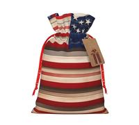 Bolsas de regalo de Navidad con cordón de tela versátil patriótica de la bandera estadounidense, perfectas para vacaciones y ocasiones especiales