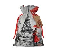 Bolsas de regalo de Navidad con cordón de Tower Paris, bolsas de dulces de Navidad reutilizables para regalos, fiesta de Navidad, vacaciones