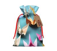 Bolsas de regalo de Navidad con cordón para decoración de fiesta de Navidad, diseño de grulla de papel de origami