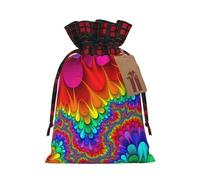 Bolsas de regalo de Navidad con cordón para decoración de Navidad, diseño de teñido anudado de arco iris, color rojo