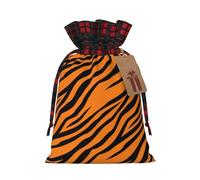 Bolsas de regalo de Navidad con cordón para envolver regalos decorativos de Navidad, diseño de leopardo y tigre naranja