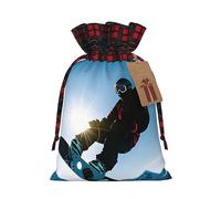 Bolsas de regalo de Navidad con cordón para fotos de snowboard, bolsas de arpillera de retazos, reutilizables.