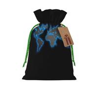 Bolsas de regalo de Navidad con cordón y diseño de mapa del mundo, bolsas reutilizables para decoración de Navidad