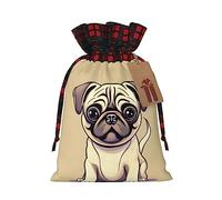 Bolsas de regalo de Navidad con cordones, bolsas de dulces para fiestas de vacaciones, suministros divertidos de carlino de dibujos animados, cachorros y perros
