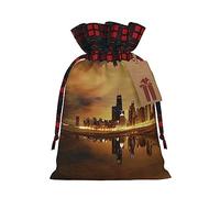 Bolsas de regalo de Navidad con cordones, bolsas de dulces para suministros de fiesta de vacaciones, estampado de Chicago City