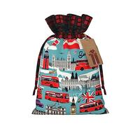Bolsas de regalo de Navidad con cordones, bolsas de dulces para suministros de fiesta de vacaciones, impresión I Like London