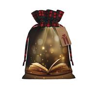Bolsas de regalo de Navidad con cordones, bolsas de dulces para suministros de fiesta de vacaciones, libro bajo la luz Imprimir