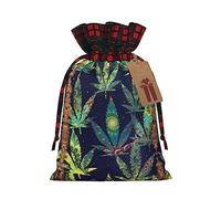 Bolsas de regalo de Navidad con cordones, bolsas de dulces para suministros de fiesta de vacaciones, un soplo en el tiempo con estampado de malas hierbas