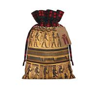 Bolsas de regalo de Navidad con cordones de impresión de jeroglíficos egipcios, bolsas de dulces para suministros de fiesta de vacaciones