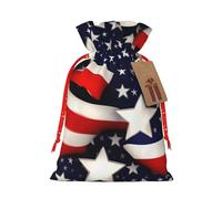 Bolsas de regalo de Navidad con diseño de bandera americana, diseño de estrellas y rayas, versátiles con cordón, perfectas para vacaciones y ocasiones especiales