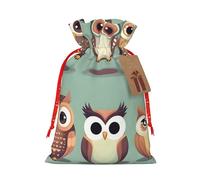 Bolsas de regalo de Navidad con diseño de búhos de dibujos animados, perfectas para vacaciones y ocasiones especiales