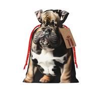 Bolsas de regalo de Navidad con diseño de bulldog francés de orejas largas, versátiles con cordón, perfectas para vacaciones y ocasiones especiales