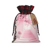 Bolsas de regalo de Navidad con diseño de flor de cerezo rosa, incluye etiqueta de regalo, ideales para regalos, fiestas y celebraciones, bolsas de Navidad
