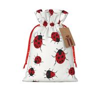 Bolsas de regalo de Navidad con diseño de mariquita de siete estrellas, perfectas para cumpleaños, bodas y Halloween, bolsa de arpillera de lino