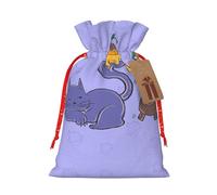 Bolsas de regalo de Navidad con diseño de semillas de girasol y gatos, bolsas de regalo con cordón, para regalos festivos, recuerdos de fiesta y celebraciones felices