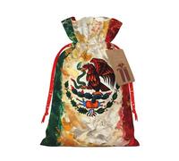 Bolsas de regalo de Navidad con estampado de bandera mexicana americana, bolsa de almacenamiento, bolsa de regalo con cordón para fiestas y vacaciones
