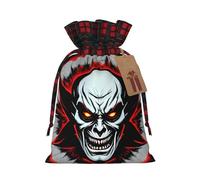 Bolsas de regalo de Navidad con estampado de fantasma malvado rojo y negro, bolsas de regalo reutilizables para regalos, talla M