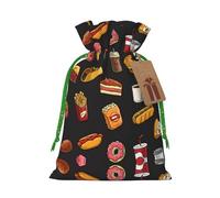 Bolsas de regalo de Navidad con estampado de hamburguesa y patas de pollo, bolsas de regalo de Navidad, bolsas reutilizables
