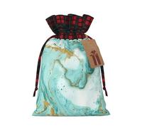 Bolsas de regalo de Navidad con estampado de mármol dorado turquesa y dorado