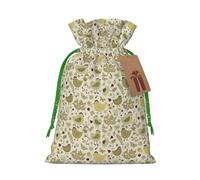Bolsas de regalo de Navidad con estampado de pollo, diseño de hojas amarillas, con cordón, para fiestas, Navidad, cumpleaños, regalos