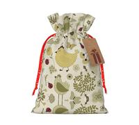 Bolsas de regalo de Navidad con estampado de pollo y hojas amarillas, bolsas de regalo de Navidad, bolsas reutilizables