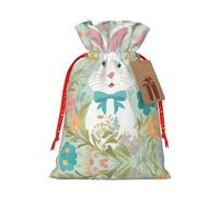 Bolsas de regalo de Navidad con estampado floral de conejo de Pascua para regalos de fiesta de Navidad
