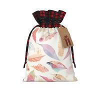 Bolsas de regalo de Navidad con plumas de colores, incluye etiqueta de regalo, ideales para regalos, fiestas y celebraciones, bolsas de Navidad