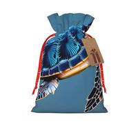 Bolsas de regalo de Navidad de tela versátil con cordón de color azul de tortuga marina, perfectas para vacaciones y ocasiones especiales