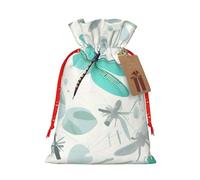 Bolsas de regalo de Navidad de tela versátil con cordón de libélula verde, perfectas para vacaciones y ocasiones especiales